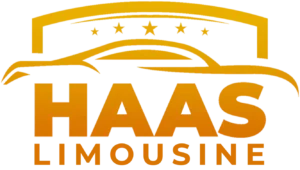 Haas Limo logo featuring a stylized limousine and company name, representing luxury transportation in Arlington,